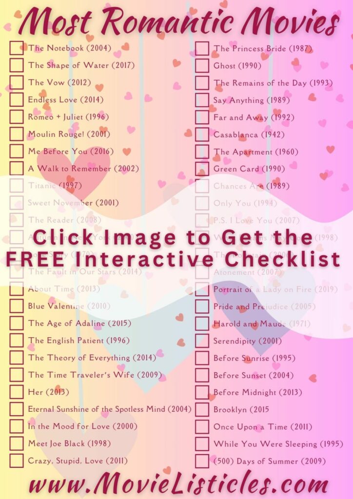 most romantic movies ever made checklist