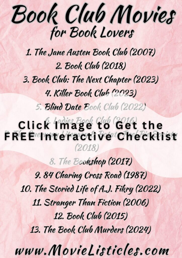 a checklist of book club movies for book lovers