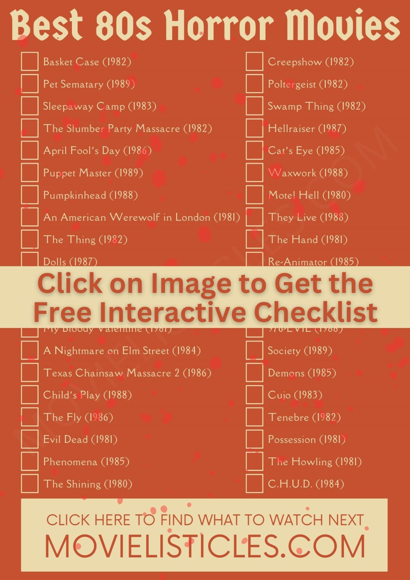 80s horror movies checklist